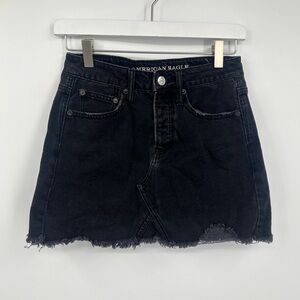 American Eagle Outfitters Black High Rise Festival Mini Skirt Size 0 Distressed
